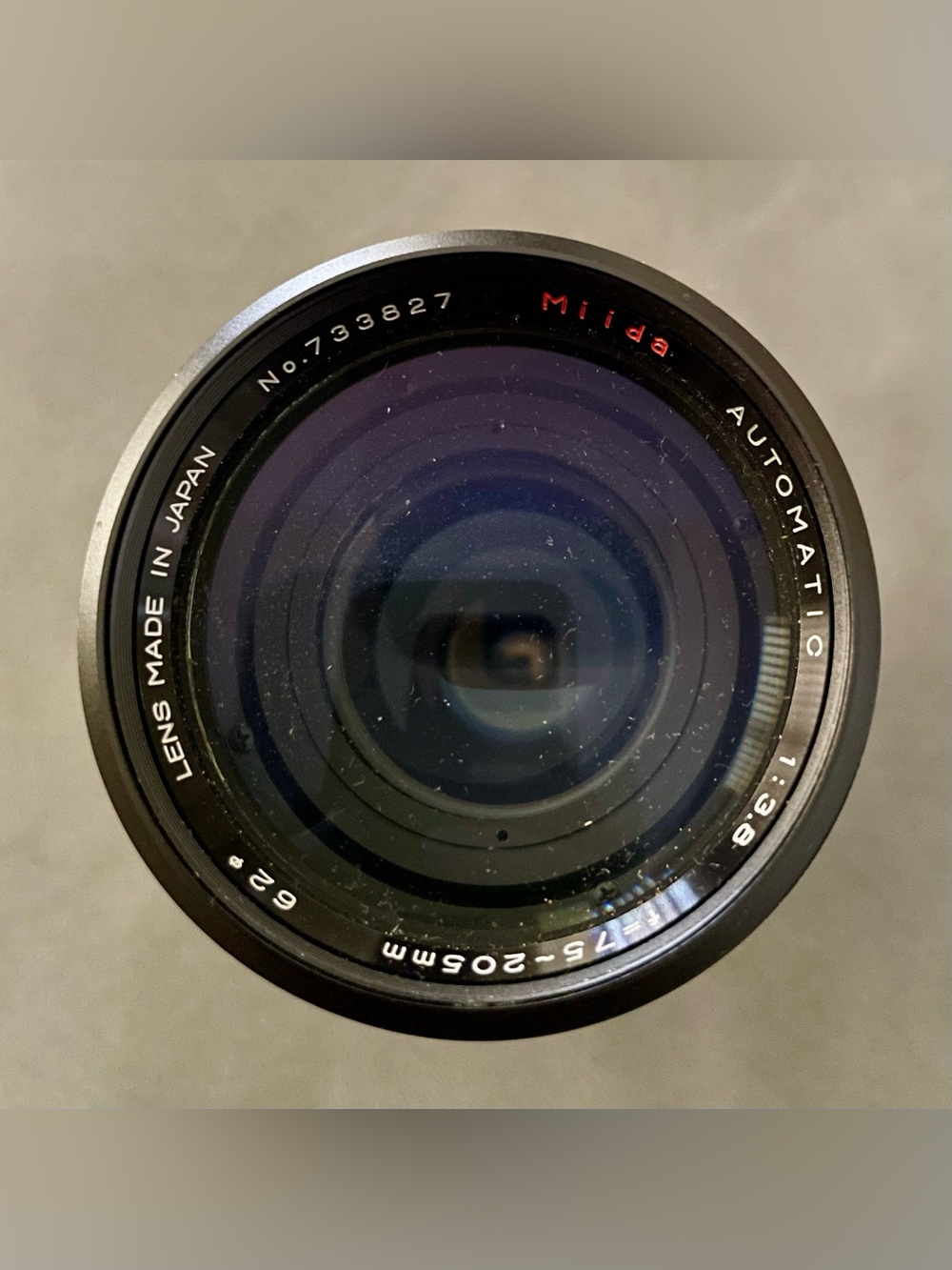 MIIDA AUTOMATIC 1:3.8 f=75mm-205mm NO.733827 LENS MADE IN JAPAN W/ Case